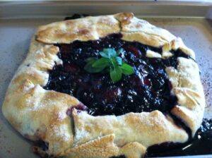 Blueberry-Peach and Spicy Globe Basil Free-Form Tart - Little Foodie on the Prairie