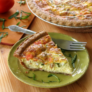 Tomato Bacon Quiche with Fresh Basil - Dinner Mom