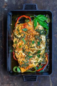 Baked Fish with Garlic and Basil - The Mediterranean Dish